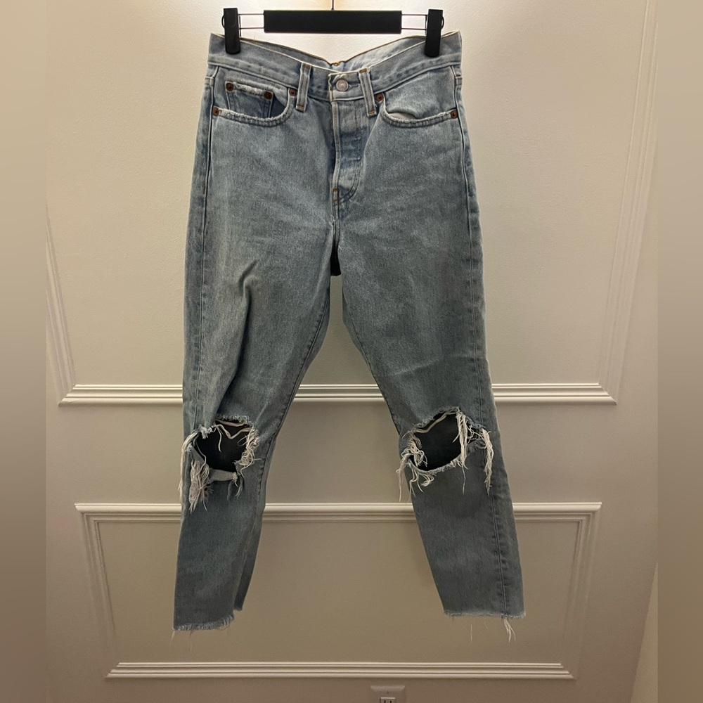 Levi's Light Blue Ripped Wedgie Fit Jeans
